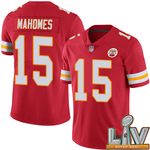 Super Bowl LV 2021 Youth Kansas City Chiefs #15 Mahomes Patrick Red Team Color Vapor Untouchable Limited Player Football Nike NFL Jersey->customized nfl jersey->Custom Jersey